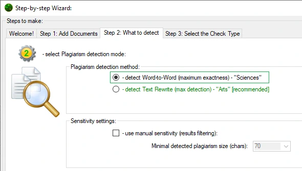 Preset for 'Word-to-Word Match'